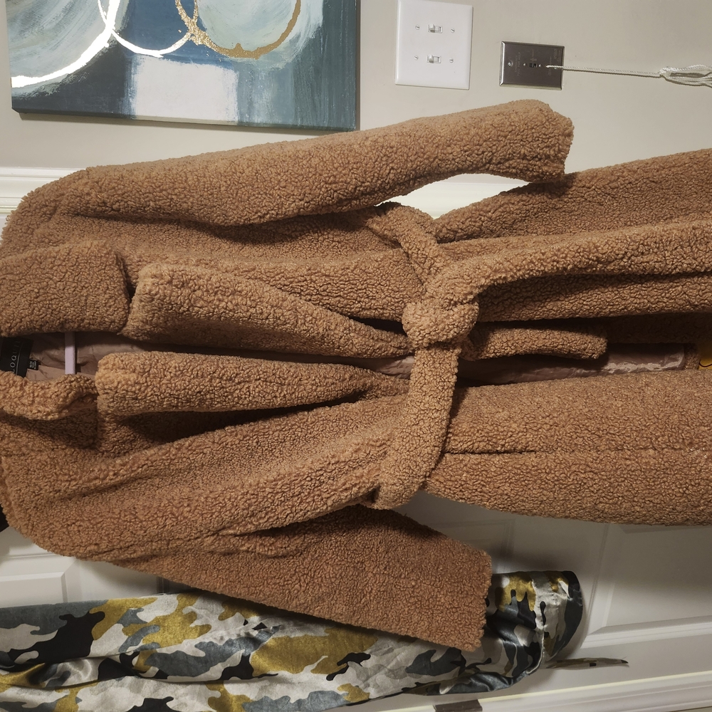 Eloquii Brown Teddy Jacket Plush Wrap Style